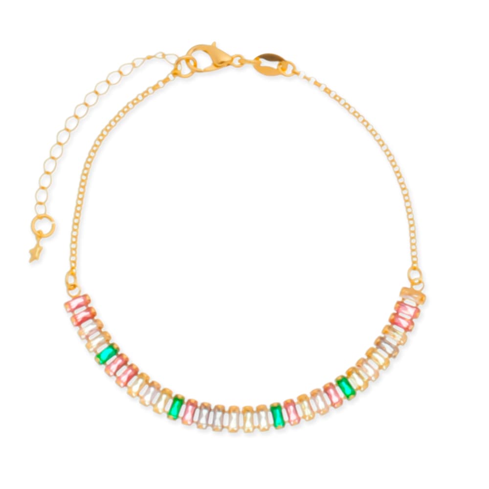 Pulseira Dourada de Pedras Coloridas