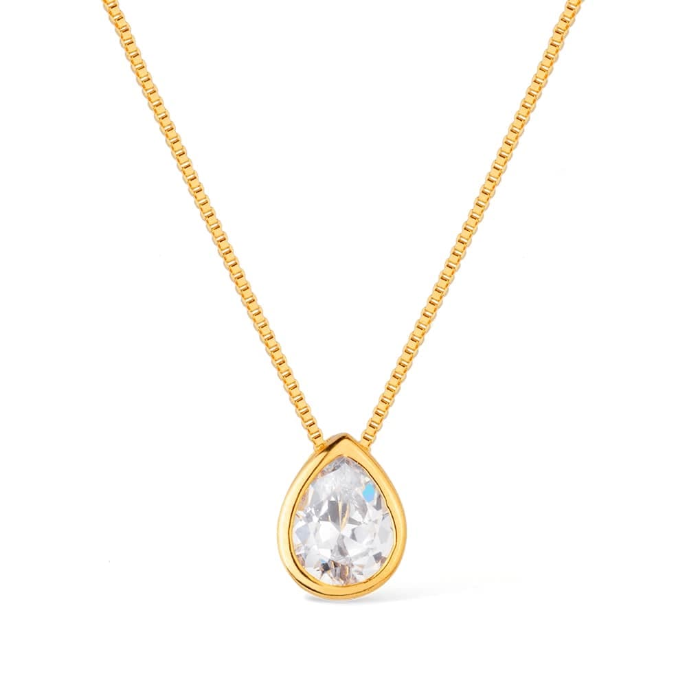 Colar Dourado de Gota em Zircônia