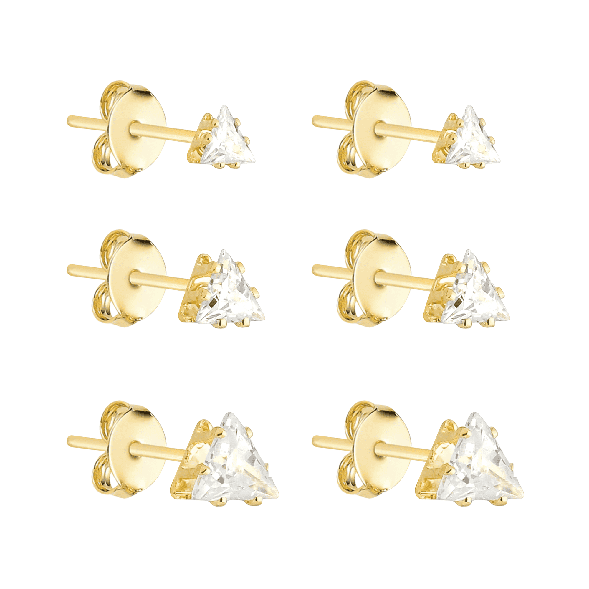 Trio Dourado de Triangulo Ponto de Luz em Zircônia