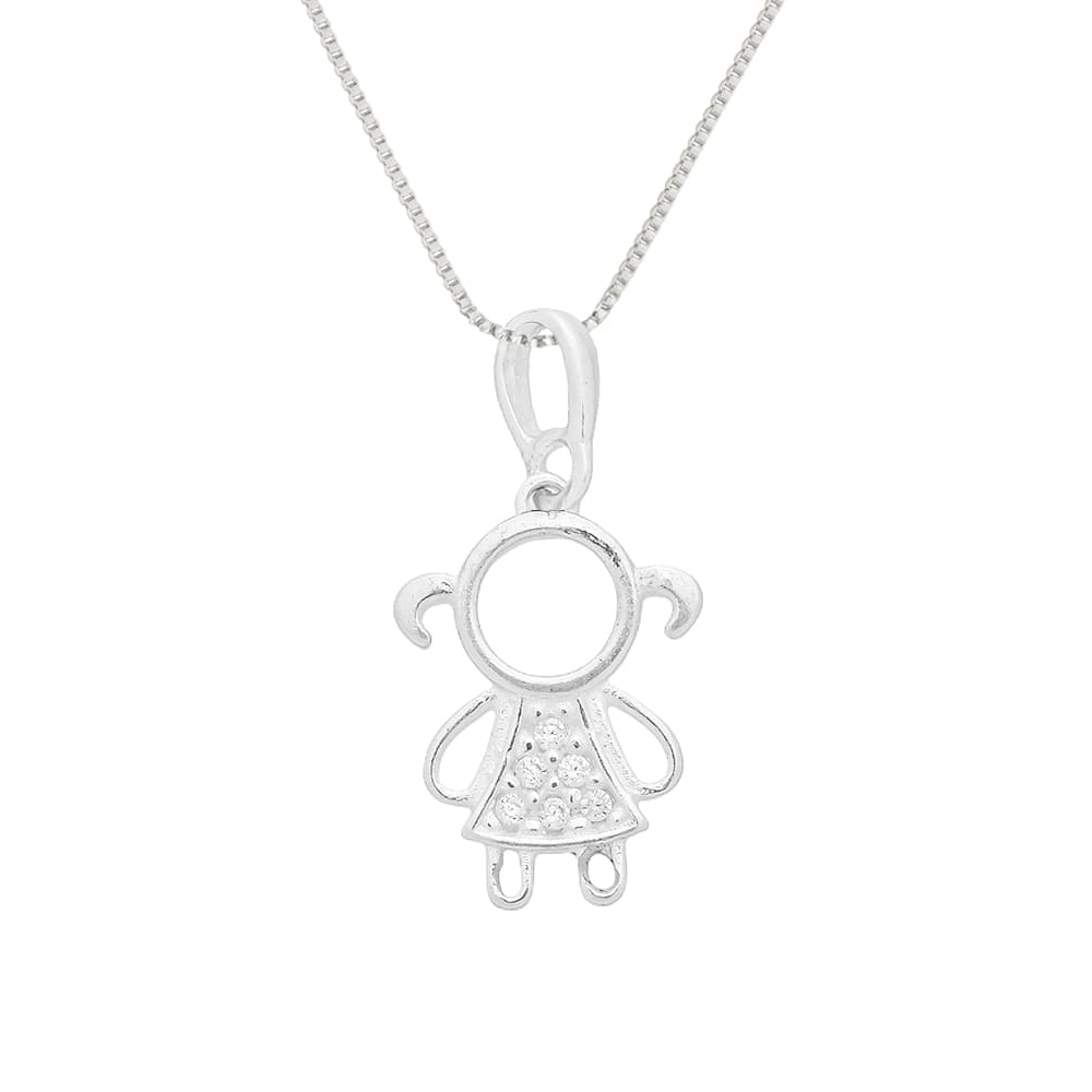 Colar Menina com Zircônia em Prata 925