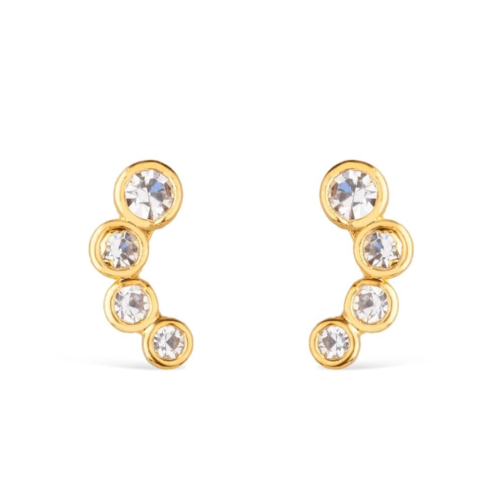 Brinco Dourado com 4 Pontos de Luz em Zircônia