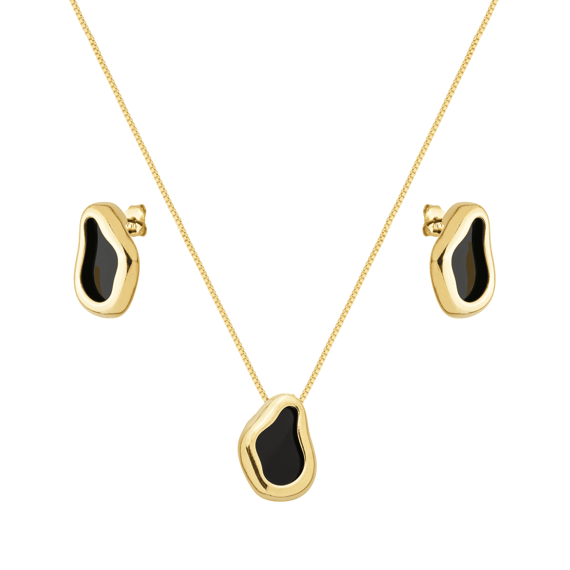 Conjunto Dourado Formato Orgânico Preto